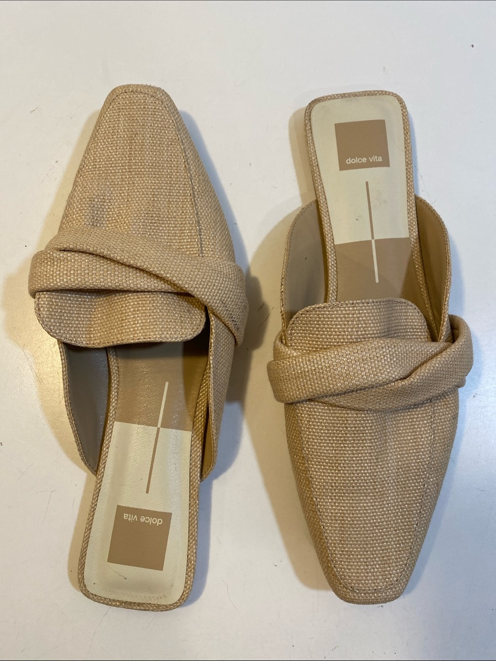 Dolce Vita Neutral Braided Slip-On Mules in Beige Imitation Raffia Upper Sz 10M - Picture 12 of 13